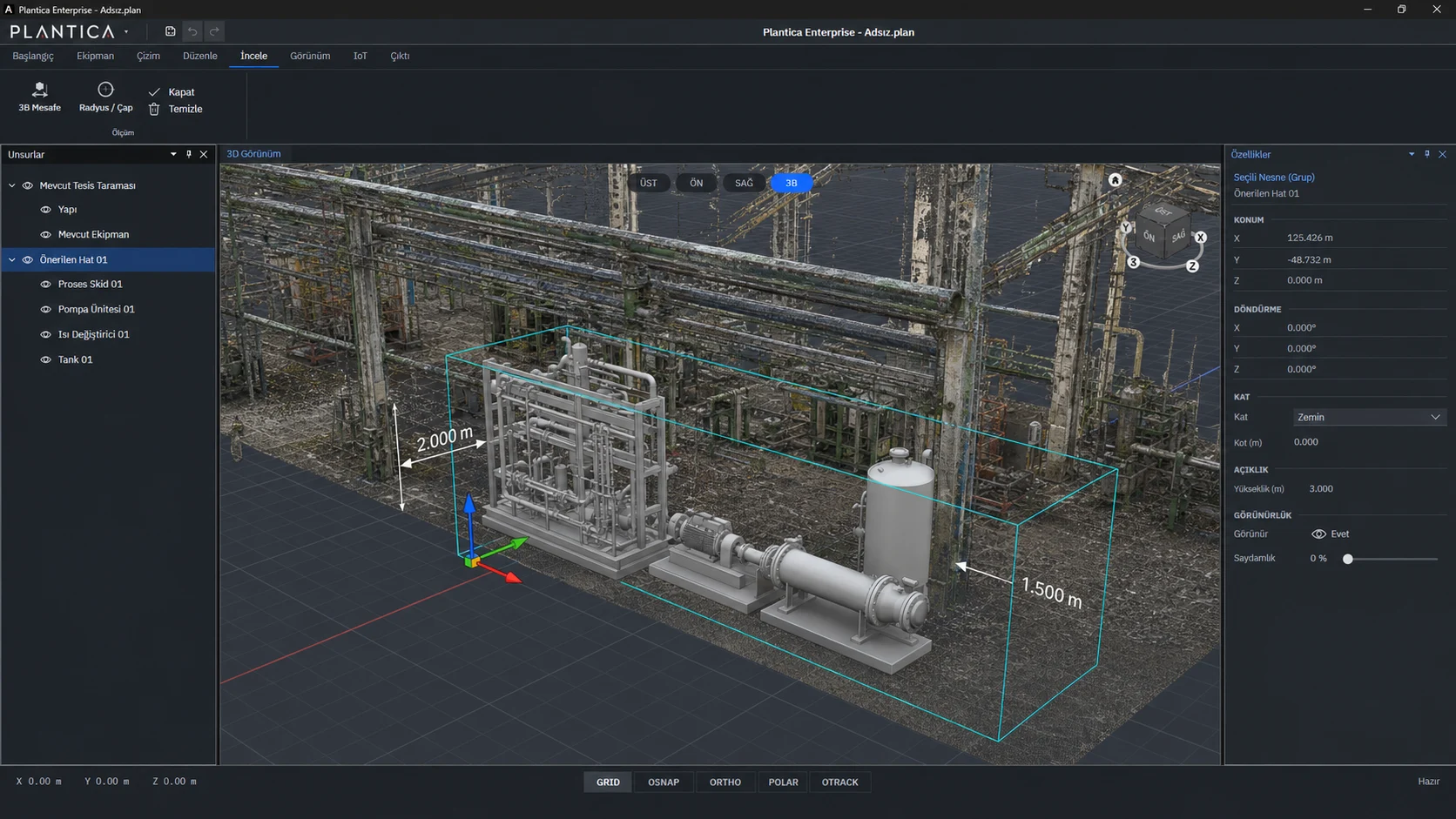 Scan and CAD data combined in a shared Plantica facility model